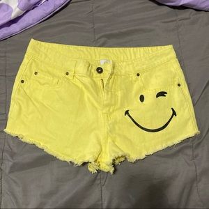 Yellow smiley face shorts